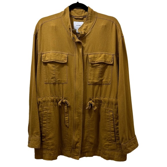 Old Navy Jackets & Blazers - Old Navy Safari Linen Blend Zippered Utility Jacket Ochre Yellow Size XL
